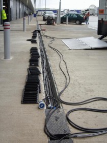 Cable in FASERFIX SERVICE CHANNELS in front of team garages